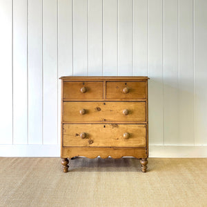 An Antique English Pine Chest of Drawers Dresser Tulip Feet c1890