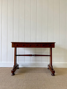 Antique English Mahogany Console Table with Tooled Leather Top c1890