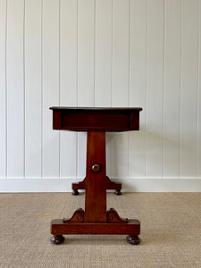 Antique English Mahogany Console Table with Tooled Leather Top c1890
