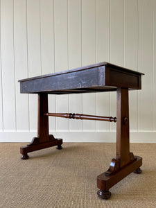 Antique English Mahogany Console Table with Tooled Leather Top c1890
