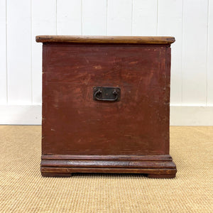A Painted Antique Blanket Box or Coffee Table With Iron Handles