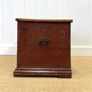A Painted Antique Blanket Box or Coffee Table With Iron Handles