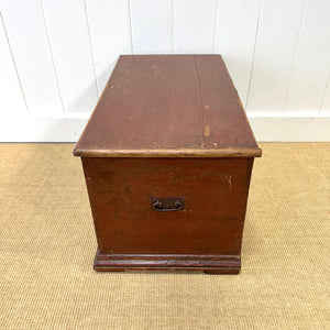 A Painted Antique Blanket Box or Coffee Table With Iron Handles