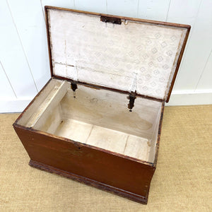 A Painted Antique Blanket Box or Coffee Table With Iron Handles