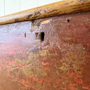 A Painted Antique Blanket Box or Coffee Table With Iron Handles