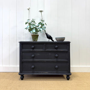 An Ebonized English Pine Chest of Drawers Dresser c1890