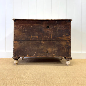An Antique English Pine Chest of Drawers Dresser With Tulip Feet in Old Paint c1890