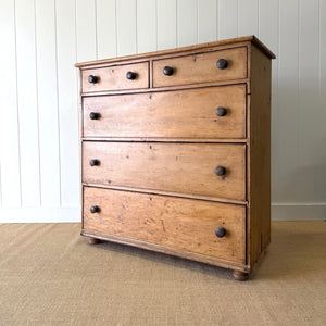 A Large 19th Century English Pine Chest of Drawers/Dresser with Tulip Feet