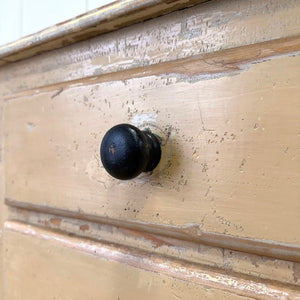 An Antique English Pine Chest of Drawers Dresser With Tulip Feet in Old Paint c1890