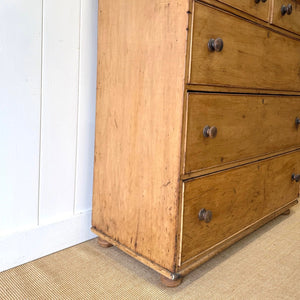A Large 19th Century English Pine Chest of Drawers/Dresser with Tulip Feet