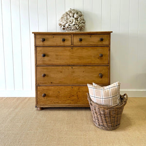 A Large 19th Century English Pine Chest of Drawers/Dresser with Tulip Feet