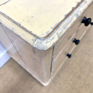 An Antique English Pine Chest of Drawers Dresser With Tulip Feet in Old Paint c1890