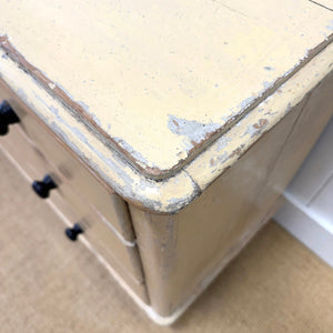 An Antique English Pine Chest of Drawers Dresser With Tulip Feet in Old Paint c1890