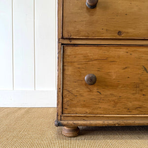 A Large 19th Century English Pine Chest of Drawers/Dresser with Tulip Feet