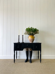 An English Pine Ebonized Console Side Table with Brass Castors c1820