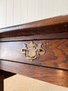 An Early English Country Oak Drop Leaf Table with Drawer c1800