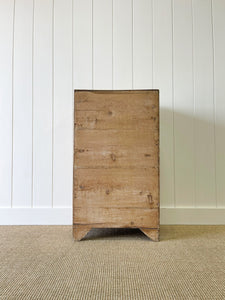 An Antique English Pine Narrow Chest of Drawers Dresser with Dark Wooden Knobs