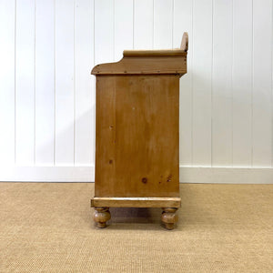 An Antique English Pine Chest of Drawers Dresser Tulip Feet with Gallery c1890