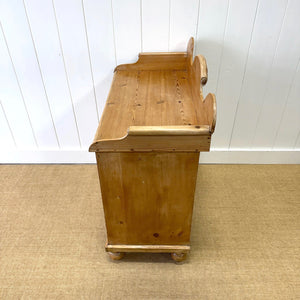 An Antique English Pine Chest of Drawers Dresser Tulip Feet with Gallery c1890