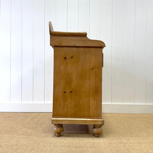 An Antique English Pine Chest of Drawers Dresser Tulip Feet with Gallery c1890