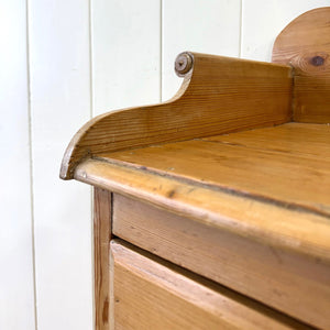 An Antique English Pine Chest of Drawers Dresser Tulip Feet with Gallery c1890
