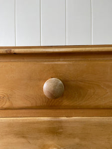 An Antique English Pine Chest of Drawers Dresser with Wooden Knobs c1890