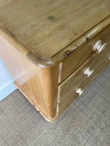 An Antique English Pine Chest of Drawers Dresser with Wooden Knobs c1890