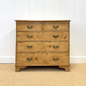 A 19th Century English Pine Chest of Drawers/Dresser with Brass Hardware