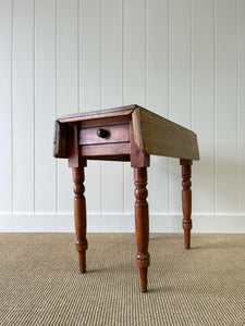 A Diminutive Antique English Country Pine Drop Leaf Kitchen Dining Table c1890