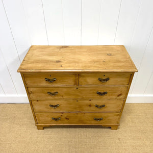 A 19th Century English Pine Chest of Drawers/Dresser with Brass Hardware