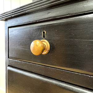 A 19th Century English Pine Ebonized Linen Press Cupboard