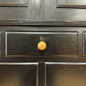 A 19th Century English Pine Ebonized Linen Press Cupboard