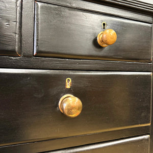 A 19th Century English Pine Ebonized Linen Press Cupboard