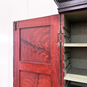 A 19th Century English Pine Ebonized Linen Press Cupboard