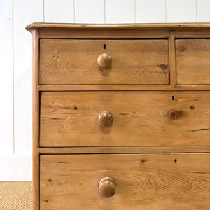 An Antique English Pine Chest of Drawers Dresser c1890
