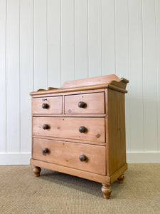 An English Pine Chest of Drawers Dresser with Gallery c1890