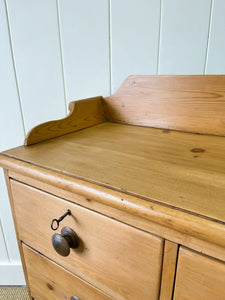 An English Pine Chest of Drawers Dresser with Gallery c1890