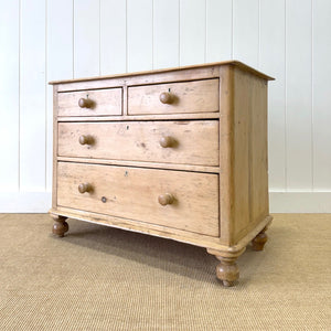 An Antique English Pine Chest of Drawers Dresser Tulip Feet c1890