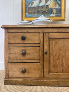 A Large and Low English Country 7 Drawer Pine Buffet or Sideboard c1860
