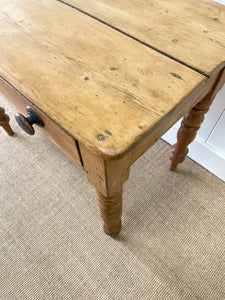 A Vintage English Country Waxed Pine 5ft Dining Harvest Table