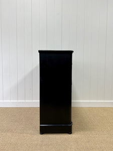 A Large English Ebonized Pine Black Chest of Drawers Dresser c1890