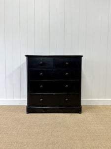 A Large English Ebonized Pine Black Chest of Drawers Dresser c1890
