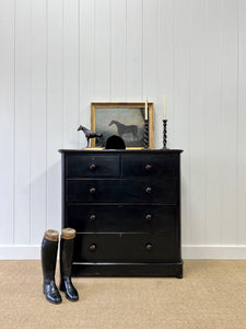 A Large English Ebonized Pine Black Chest of Drawers Dresser c1890