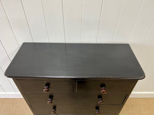 A Large English Ebonized Pine Black Chest of Drawers Dresser c1890