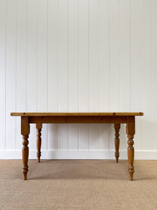 A Vintage English Country Waxed Pine 5ft Dining Harvest Table