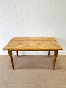 A Vintage English Country Waxed Pine 5ft Dining Harvest Table