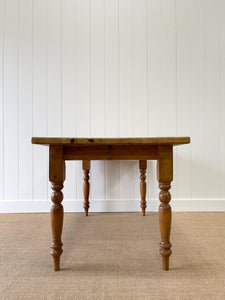 A Vintage English Country Waxed Pine 5ft Dining Harvest Table