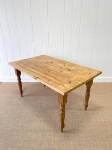 A Vintage English Country Waxed Pine 5ft Dining Harvest Table