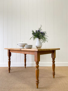 A Vintage English Country Waxed Pine 5ft Dining Harvest Table