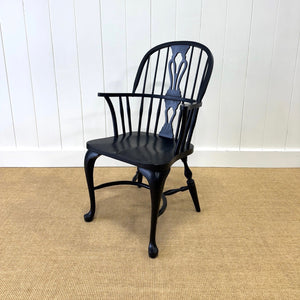 A Set of Six Antique Black Windsor Armchairs